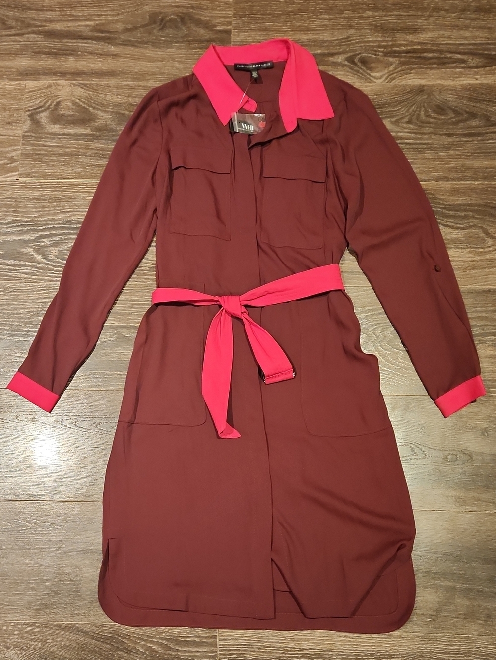 ❤ NWT! WHITE HOUSE BLACK MARKET FLOWY BELTED UTILITY SHIRT DRESS, SMALL